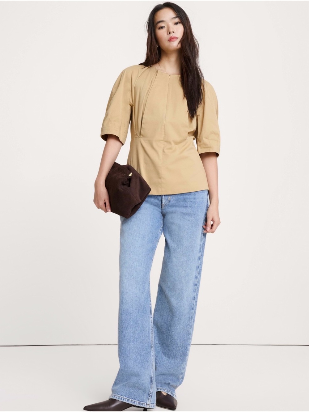 Banana Republic NWT Cotton Zip Neck Top Sz L